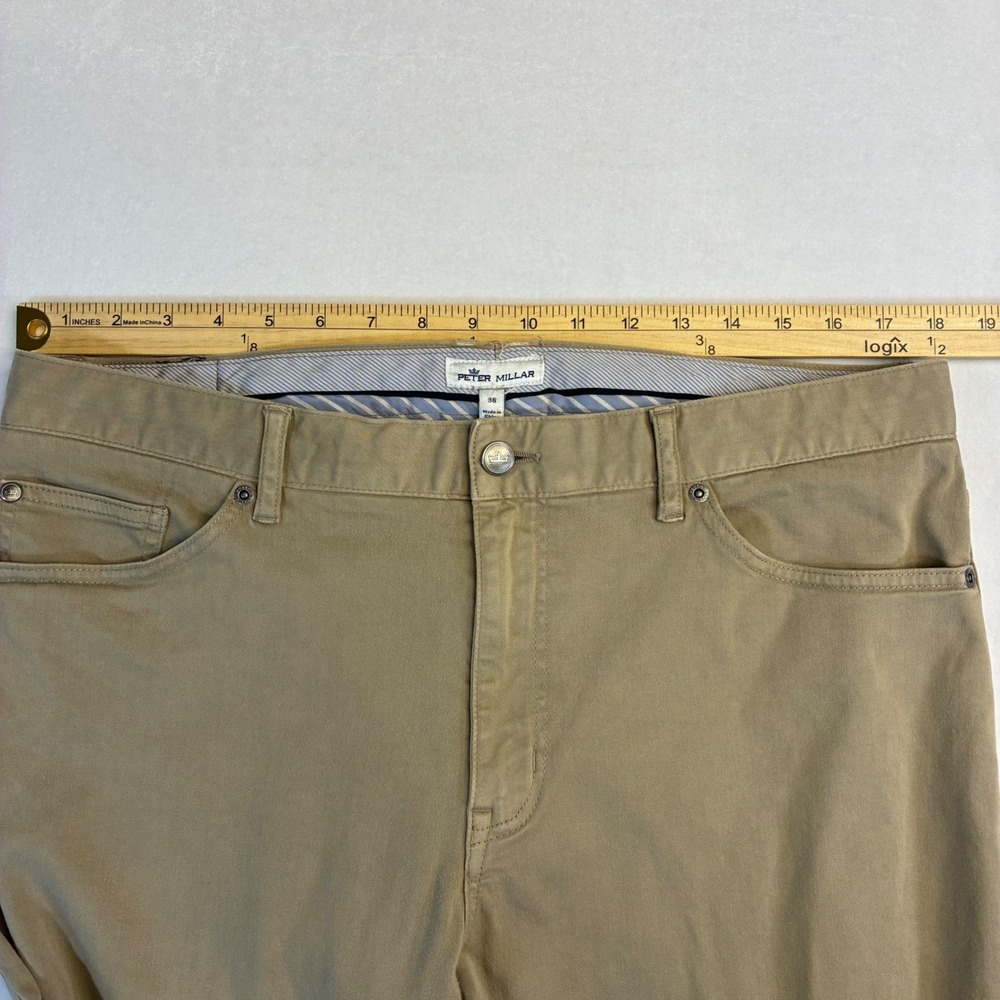 Peter Millar Pants Mens 36x26 Khaki Tan Straight 5-Pocket Stretch‎ Cotton Casual - Picture 4 of 8